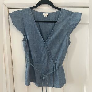 J. Crew Denim / Chambray Flutter Top